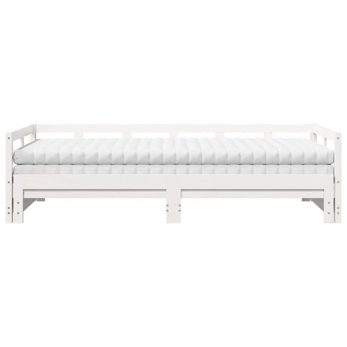 Pat zi cu extensie și saltele, alb, 90x200 cm, lemn masiv pin - WALTI WALTI
