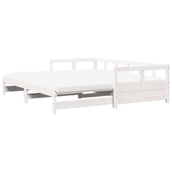 Pat zi cu extensie și saltele, alb, 90x200 cm, lemn masiv pin - WALTI WALTI