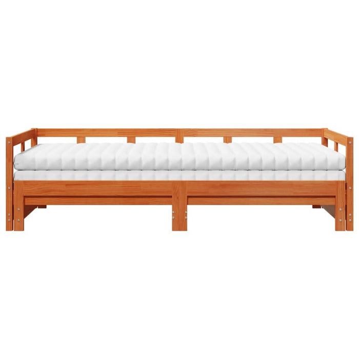 Pat zi cu extensie și saltele, maro, 90x190 cm, lemn masiv pin - WALTI WALTI