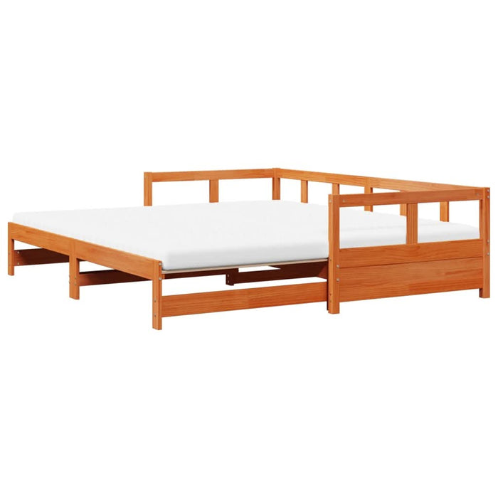 Pat zi cu extensie și saltele, maro, 90x190 cm, lemn masiv pin - WALTI WALTI