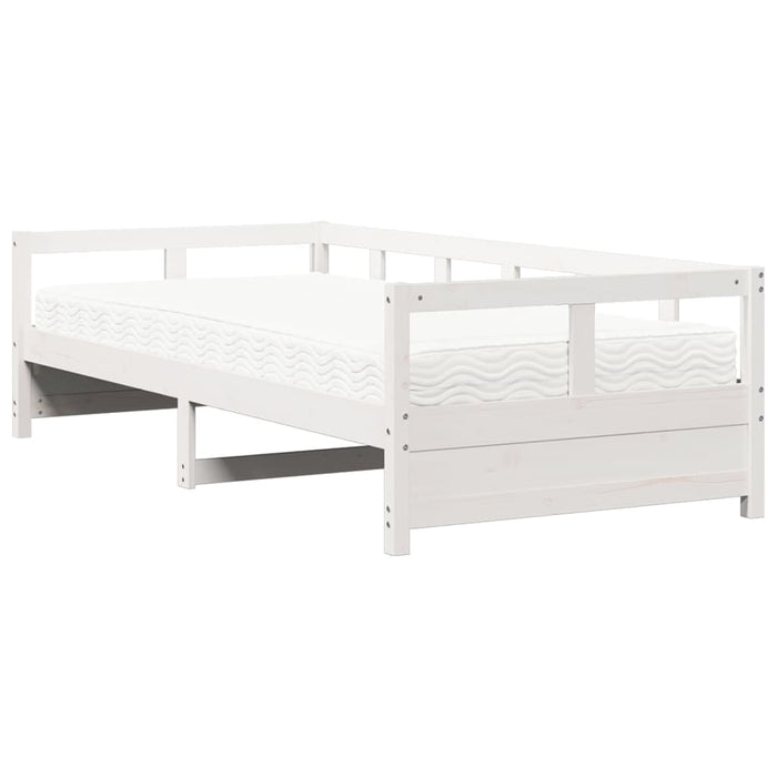 Pat de zi cu saltea, alb, 90x200 cm, lemn masiv pin - WALTI WALTI