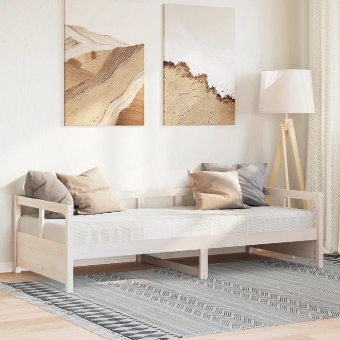 Pat de zi cu saltea, alb, 90x200 cm, lemn masiv pin - WALTI WALTI