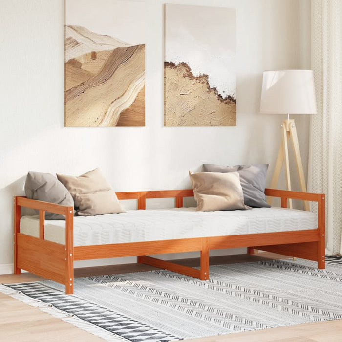 Pat de zi cu saltea, maro ceruit, 90x200 cm, lemn masiv pin - WALTI WALTI