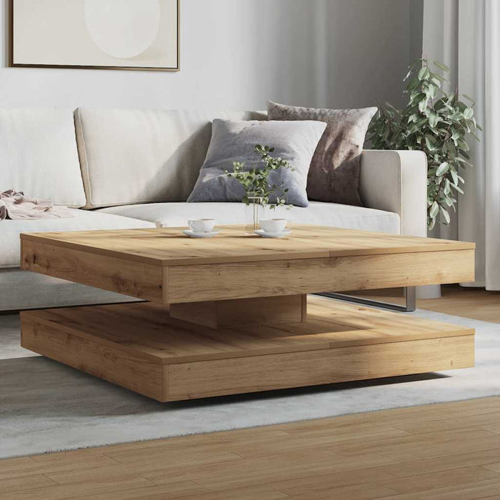 Măsuță cafea rotativă 360 grade, stejar artizanal 90x90x34,5 cm - WALTI WALTI