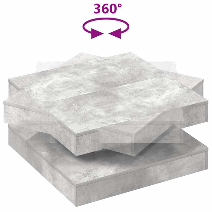 Măsuță cafea rotativă 360 grade, gri beton 70x70x34,5 cm - WALTI WALTI