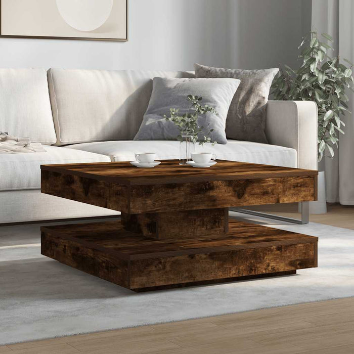 Măsuță cafea rotativă 360 grade, stejar fumuriu 70x70x34,5 cm - WALTI WALTI