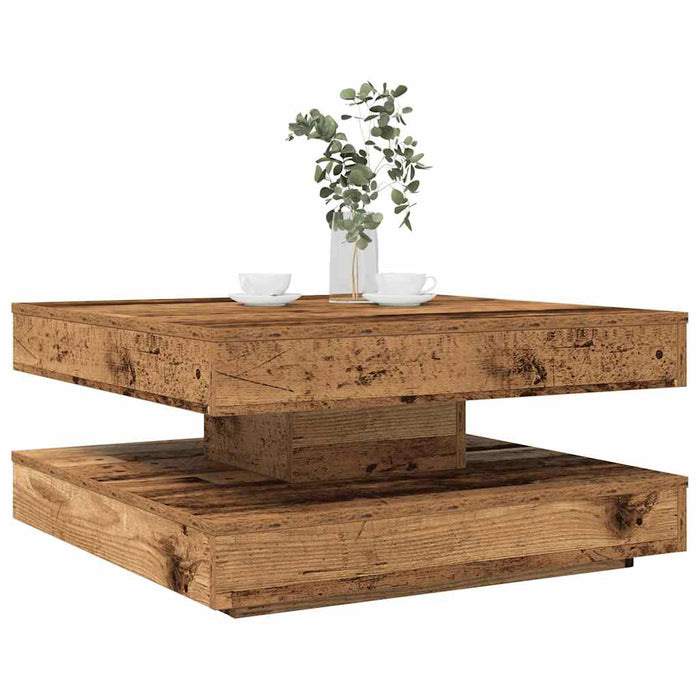 Măsuță cafea rotativă 360 grade, lemn vechi 70x70x34,5 cm - WALTI WALTI