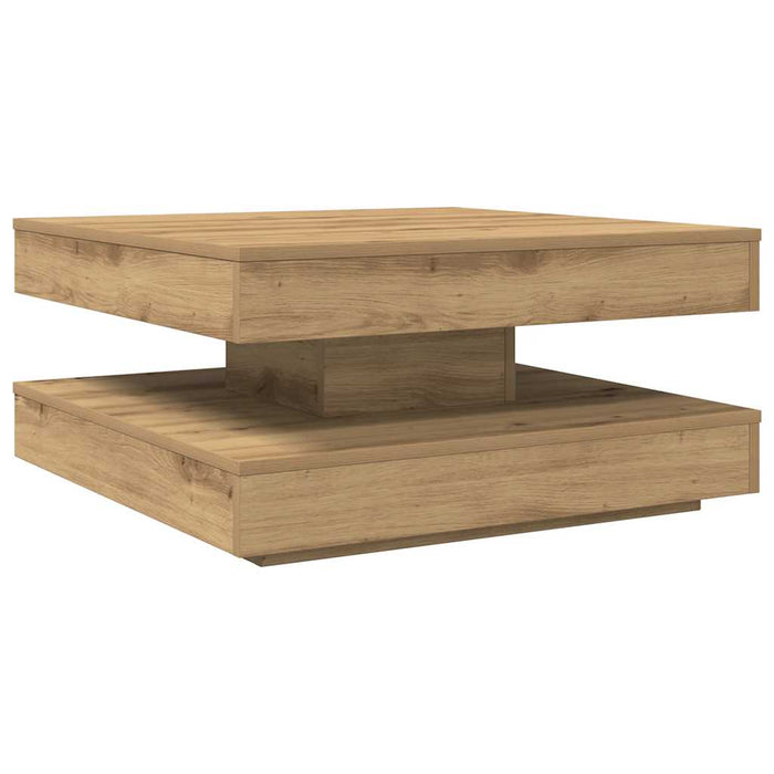 Măsuță cafea rotativă 360 grade, stejar artizanal 70x70x34,5 cm - WALTI WALTI