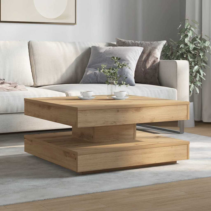 Măsuță cafea rotativă 360 grade, stejar artizanal 70x70x34,5 cm - WALTI WALTI