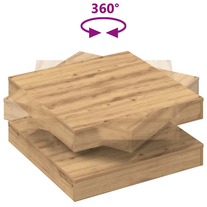 Măsuță cafea rotativă 360 grade, stejar artizanal 70x70x34,5 cm - WALTI WALTI