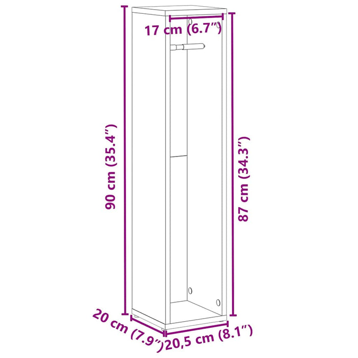 Dulap de baie cu suport pentru role gri Sonoma 20,5x20x90 cm - WALTI WALTI