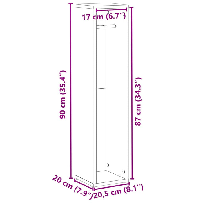 Dulap de baie cu suport pentru role, stejar artizanal, 20,5x20x90 cm - WALTI WALTI