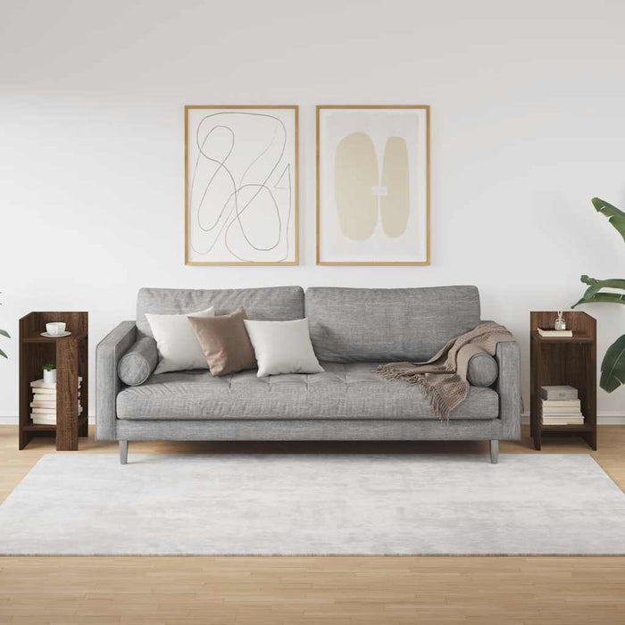 Mese laterale 2 buc cu raft stejar maro 25,5x27x60 cm WALTI