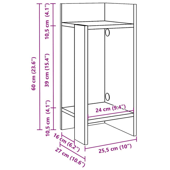 Mese laterale 2 buc cu raft stejar maro 25,5x27x60 cm WALTI