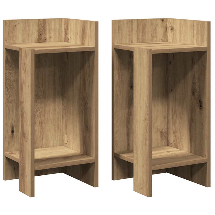Mese laterale 2 buc cu raft Stejar artizanal 25,5x27x60 cm - WALTI WALTI