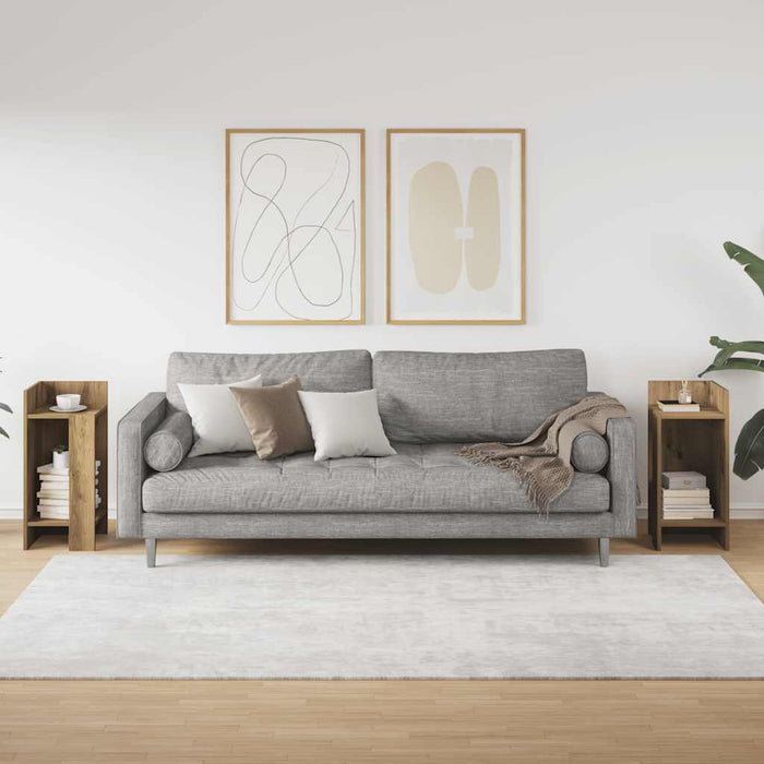 Mese laterale 2 buc cu raft Stejar artizanal 25,5x27x60 cm - WALTI WALTI