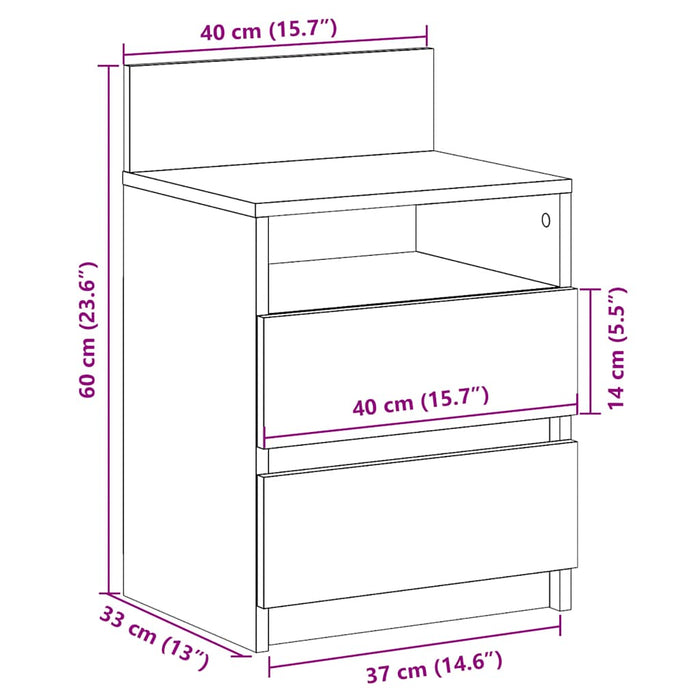 Noptiera cu 2 sertare alb 40x33x60 cm WALTI