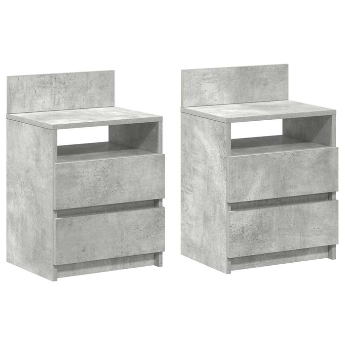 Noptiere 2 buc. cu 2 sertare, gri beton, 40x33x60 cm - WALTI WALTI