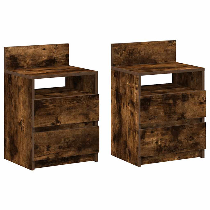 Noptiere 2 buc. cu 2 sertare, stejar afumat, 40x33x60 cm - WALTI WALTI