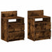 Noptiere 2 buc. cu 2 sertare, stejar afumat, 40x33x60 cm - WALTI WALTI