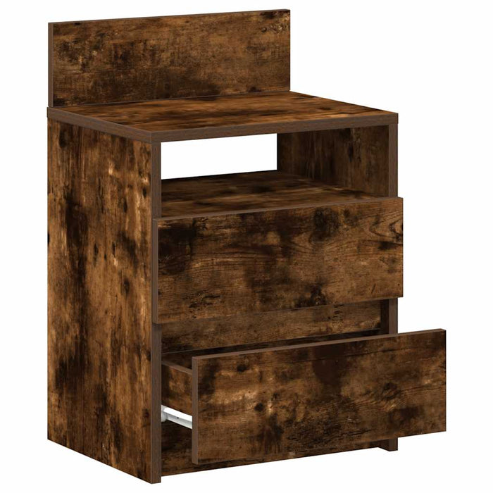 Noptiere 2 buc. cu 2 sertare, stejar afumat, 40x33x60 cm - WALTI WALTI