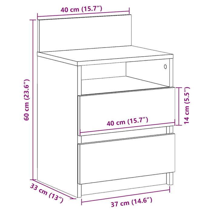 Noptiere 2 buc cu 2 sertare Lemn vechi 40x33x60 cm WALTI