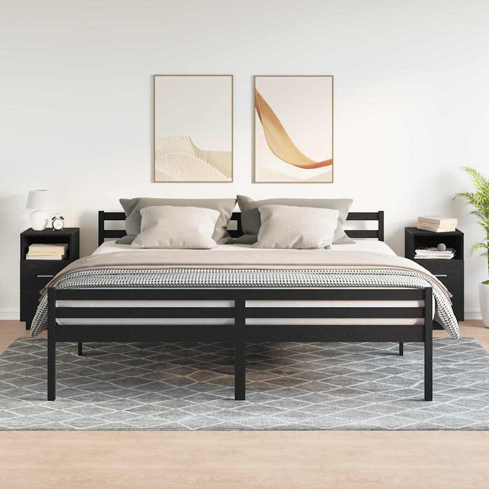 Noptiere 2 buc cu 2 sertare Negru 36x36x68 cm - WALTI WALTI