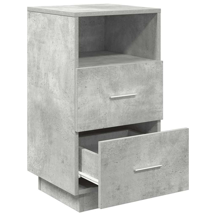 Noptiere 2 buc cu 2 sertare Gri beton 36x36x68 cm WALTI