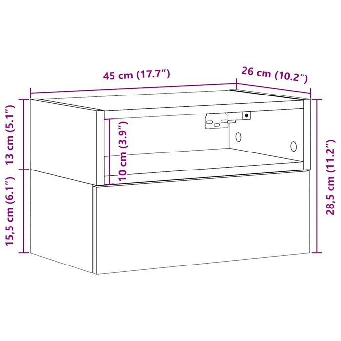 Noptiere de perete, 2 buc., gri beton, 45x26x28,5 cm - WALTI WALTI