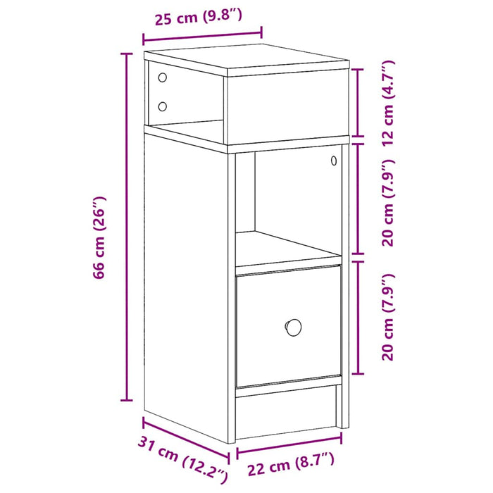 Noptiera cu sertar Stejar Sonoma 25x31x66 cm - WALTI WALTI