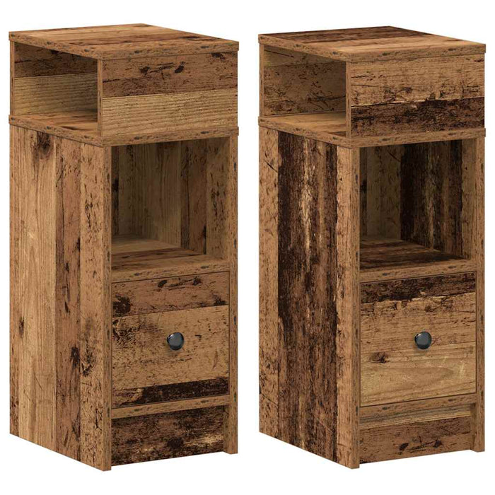 Noptiere 2 buc. cu sertar, lemn vechi, 25x31x66 cm - WALTI WALTI