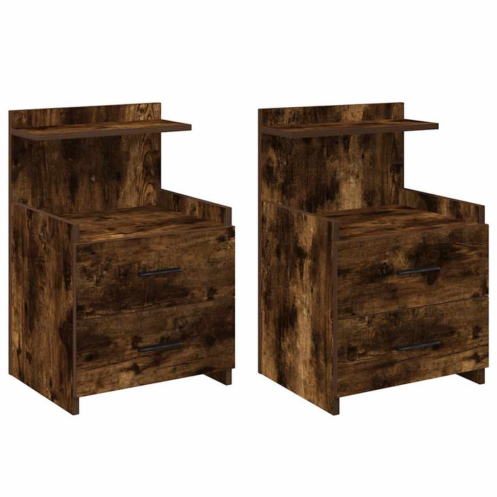 Noptiere 2 buc. cu 2 sertare, stejar afumat, 40x36,5x62 cm - WALTI WALTI