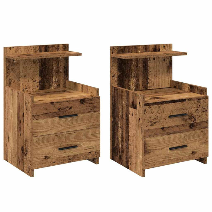 Noptiere 2 buc. cu 2 sertare, lemn vechi, 40x36,5x62 cm - WALTI WALTI