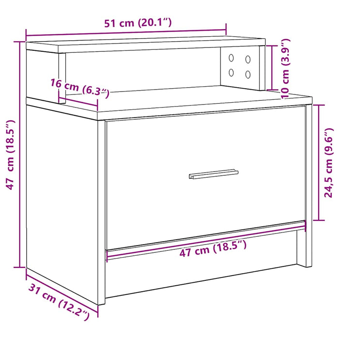 Noptiera cu sertar alb 51x31x47 cm WALTI