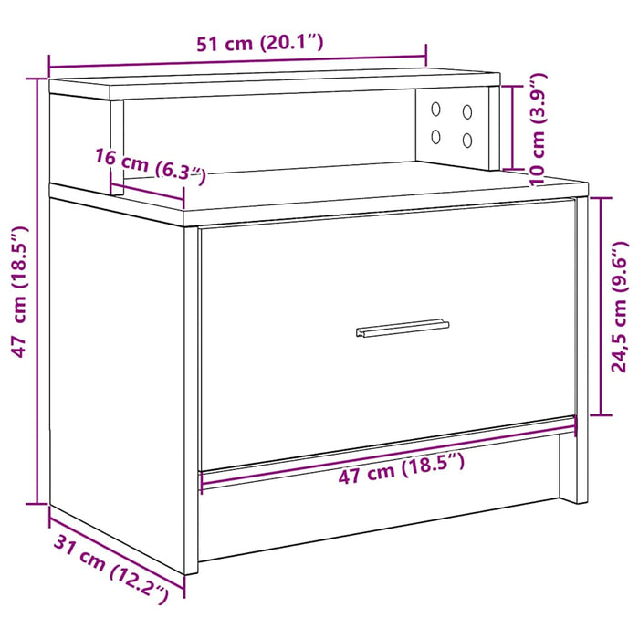 Noptiera cu sertar lemn vechi 51x31x47 cm WALTI