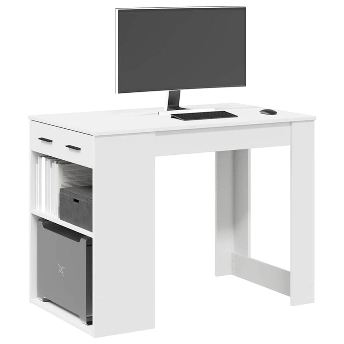 Birou cu sertar și raft alb 102x62x77,5 cm lemn prelucrat - WALTI WALTI
