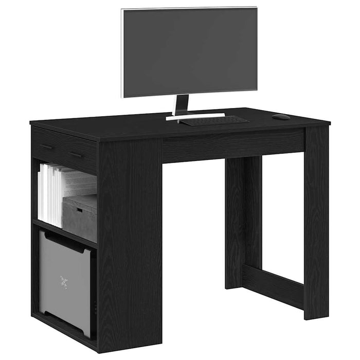 Birou cu sertar raft Stejar negru 102x62x77,5 cm lemn prelucrat - WALTI WALTI