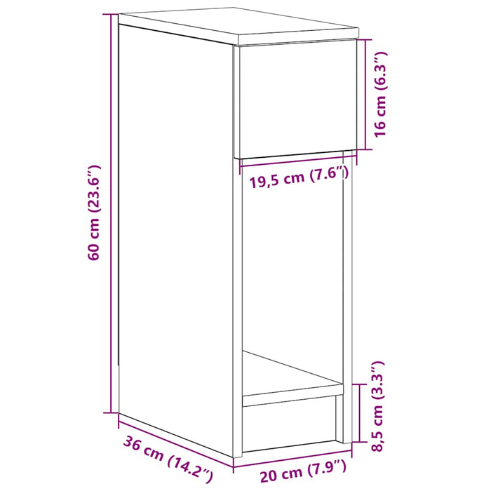 Noptiera cu sertar Gri Sonoma 20x36x60 cm WALTI