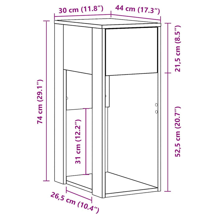 Suport turn pentru computer cu sertar alb 30x44x74 cm - WALTI WALTI