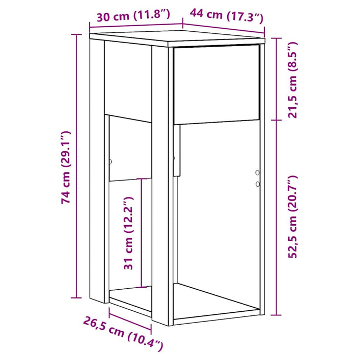 Suport turn pentru computer cu sertar negru 30x44x74 cm - WALTI WALTI