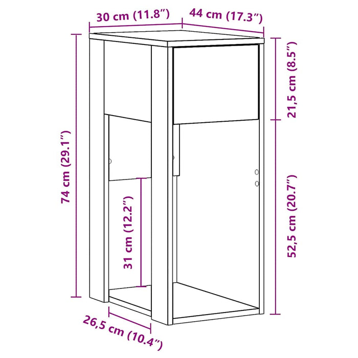 Suport turn pentru computer cu sertar Stejar Sonoma 30x44x74 cm - WALTI WALTI