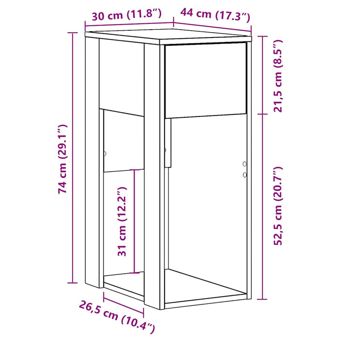 Suport turn computer cu sertar gri beton 30x44x74 cm - WALTI WALTI