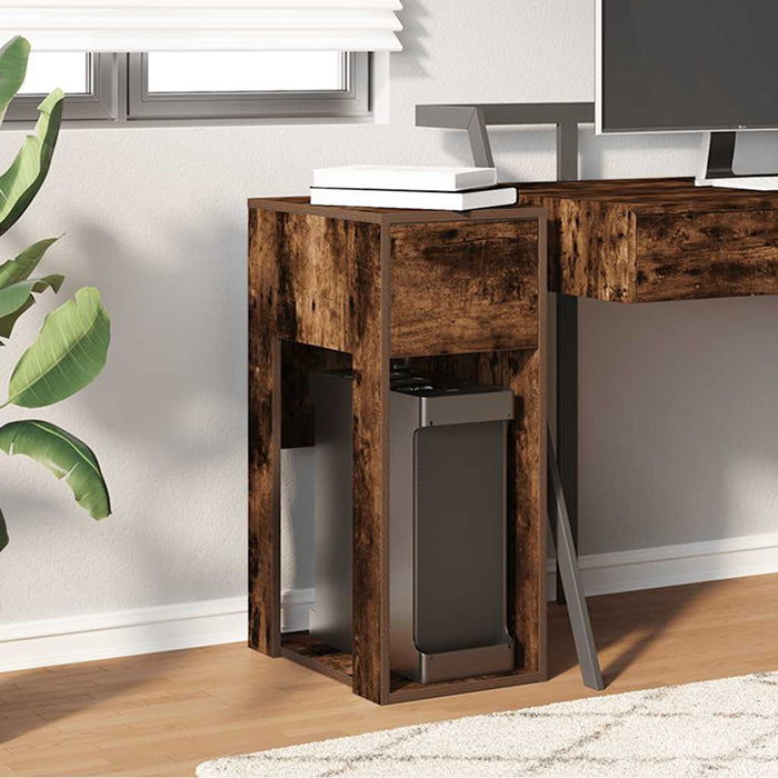 Suport turn pentru computer cu sertar Stejar afumat 30x44x74 cm - WALTI WALTI