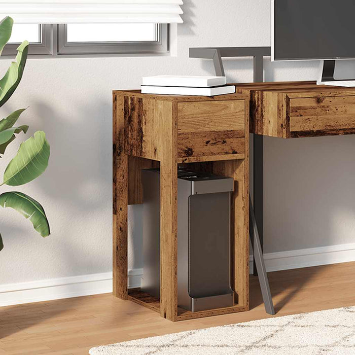 Suport turn pentru computer cu sertar lemn vechi 30x44x74 cm - WALTI WALTI