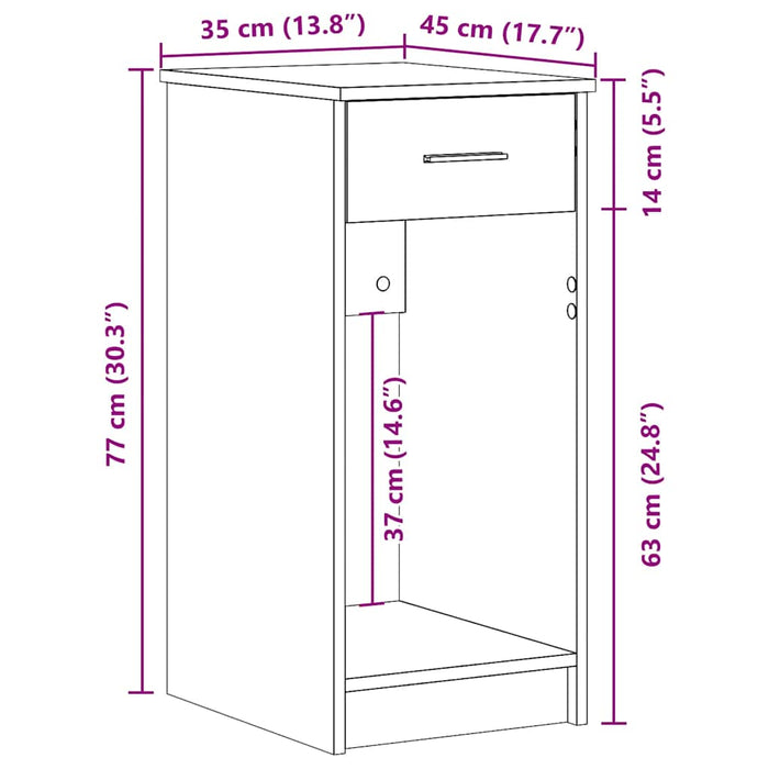 Suport turn pentru computer cu sertar Artisan Stejar 35x45x77cm - WALTI WALTI