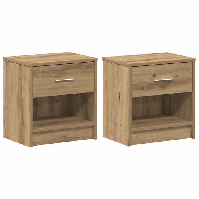 Noptiere 2 buc cu sertar, stejar artizanal, 39x28x41 cm - WALTI WALTI