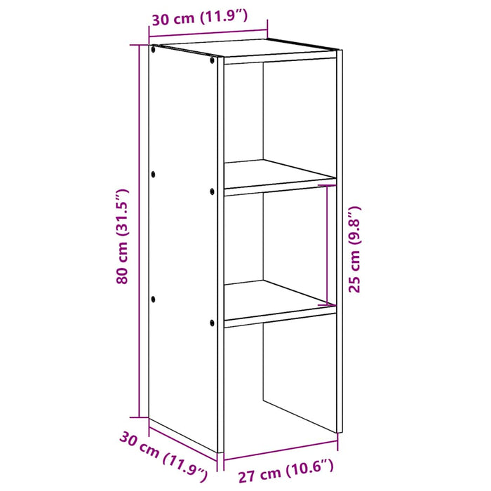 Bibliotecă stivuabilă Gri sonoma 30x30x80 cm Lemn prelucrat WALTI