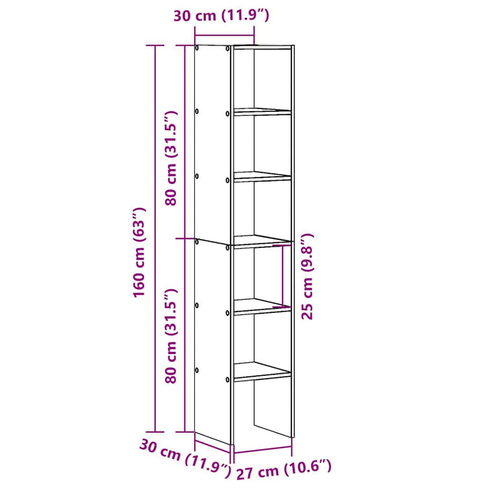 Biblioteci 2 buc Lemn vechi stivuibil 30x30x80cm Lemn prelucrat WALTI