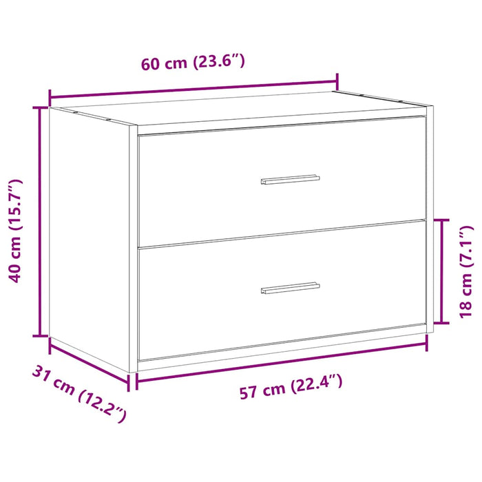 Dulap cu 2 sertare alb 60x31x40 cm lemn prelucrat WALTI