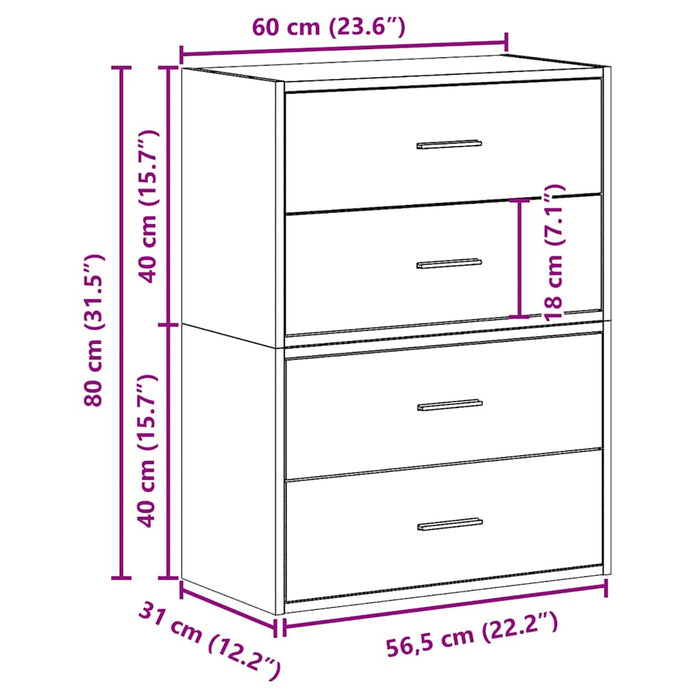 Dulapuri cu 2 sertare 2 buc Alb 60x31x40 cm Lemn prelucrat - WALTI WALTI